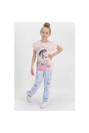 U.s. Polo Assn Lisanslı Somon Kız Çocuk Pijama Takımı US666-C