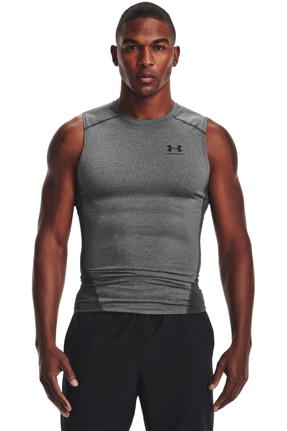 رکابی ورزشی خاکستری مردانه Armor Heatgear® Kolsuz 1361522 090 Under Armour