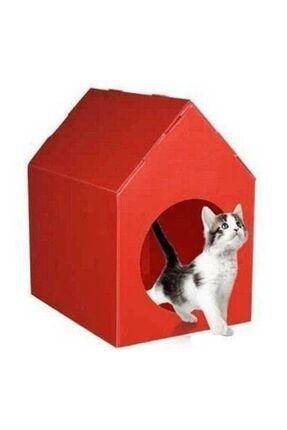 Plastik Kedi Evi Kedi Kulübesi Kedi Yuvası ( Kırmızı ) KIRMIZI