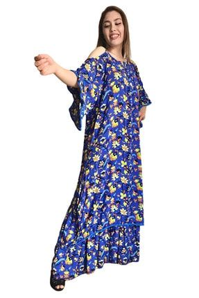 Kadın Çiçekli Omuz Açık Etek Uçları Dantel Astarlı Otantik Elbise MDS222