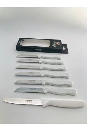 Beyaz Simli 6 Adet Bıçak 1 Tırtıklı Doğrama Bıçağı SolingenTrCom0077