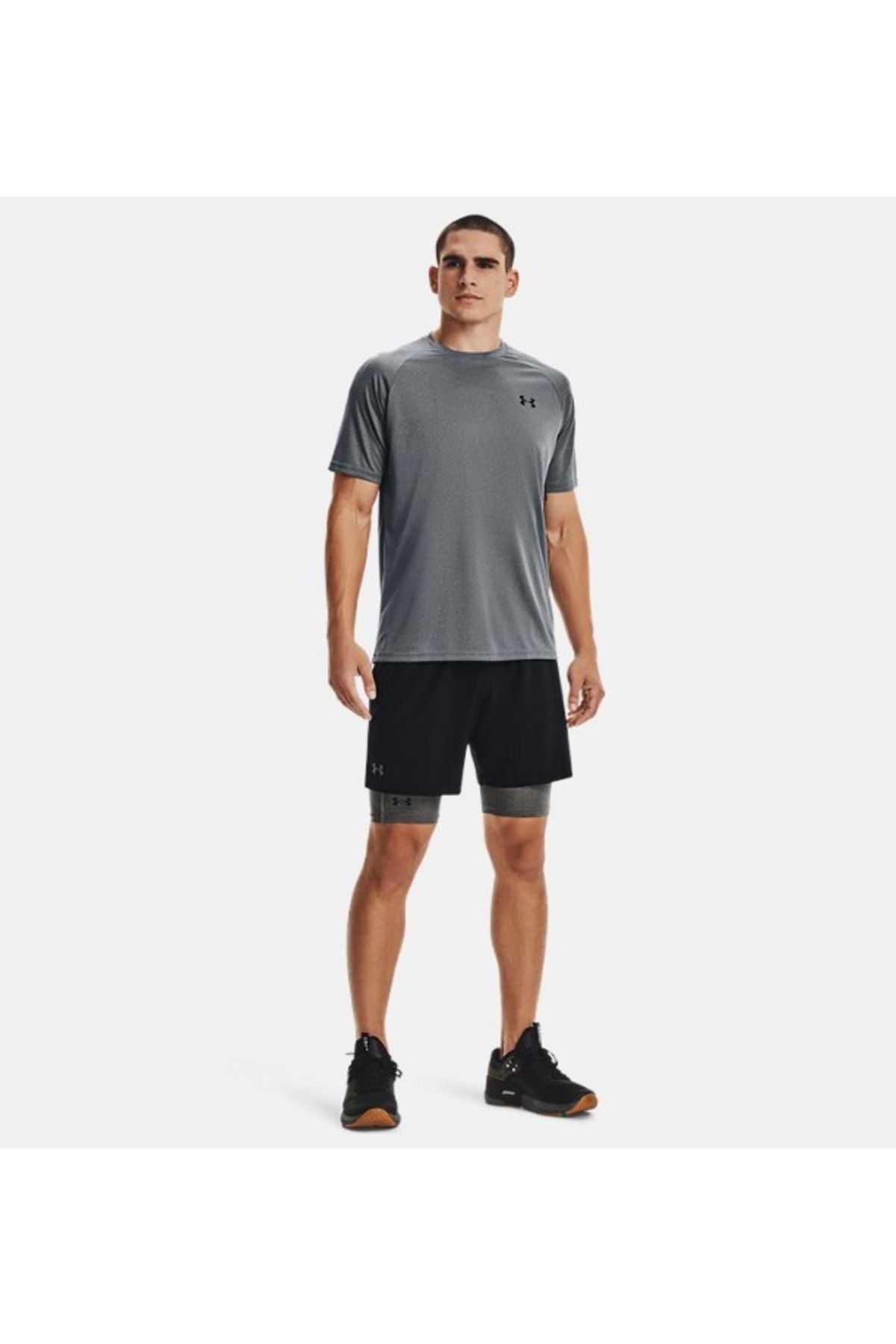 شورت ورزشی خاکستری مردانه های بلند جیب Heatgear® 1361602 090 Under Armour