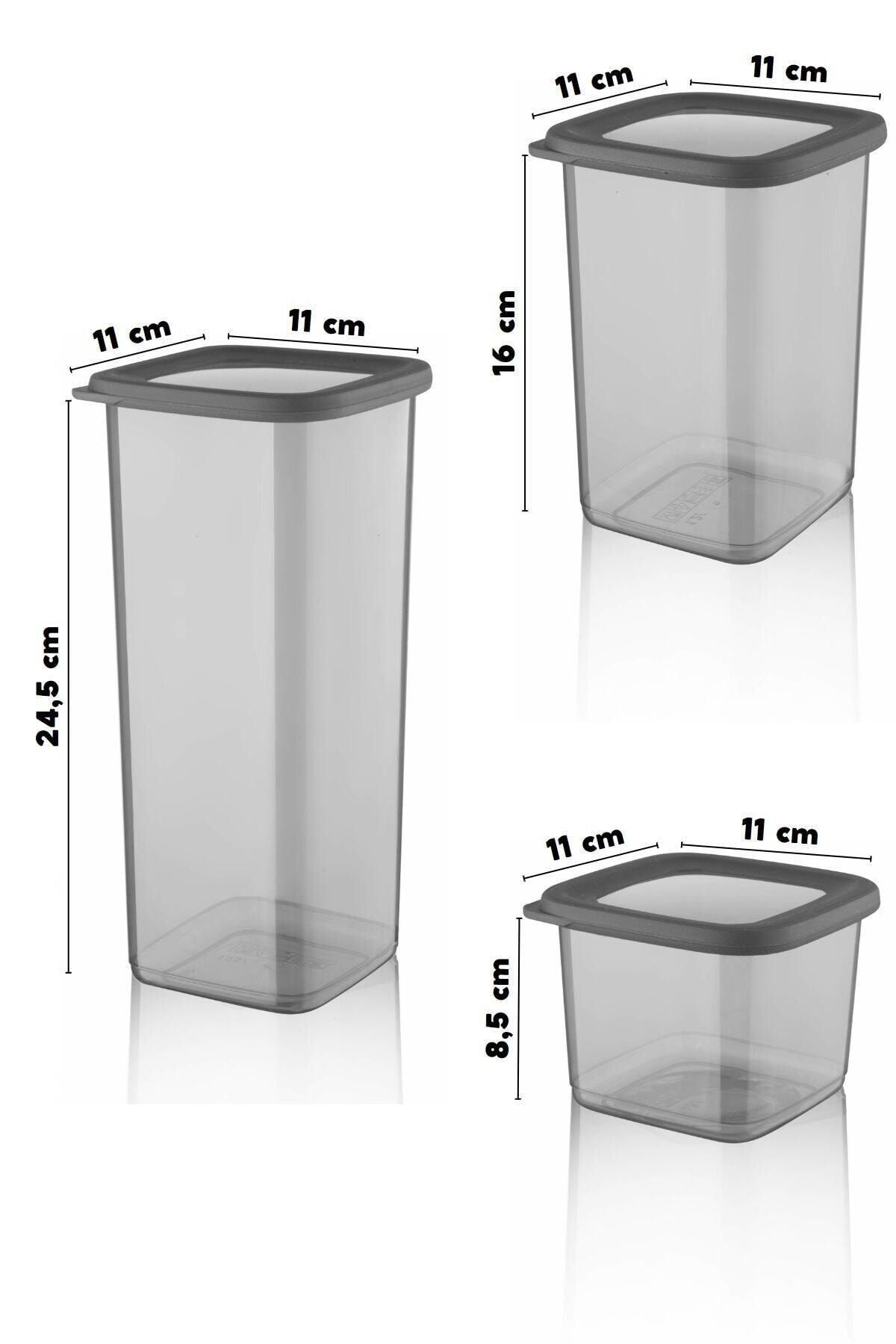 Nandy Home-Set of 24 Unbreakable Square Food Storage Container with Label Anthracite X8 1.75 Lt/1.2 Lt/0.5 Lt 3