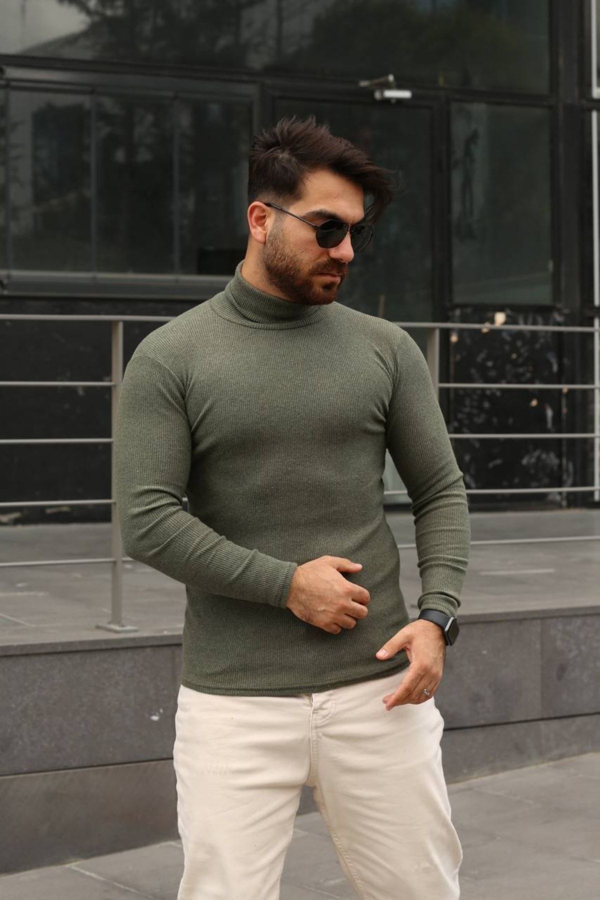 MilenyumCollection Men s Khaki Camisole Turtleneck Sweater Trendyol