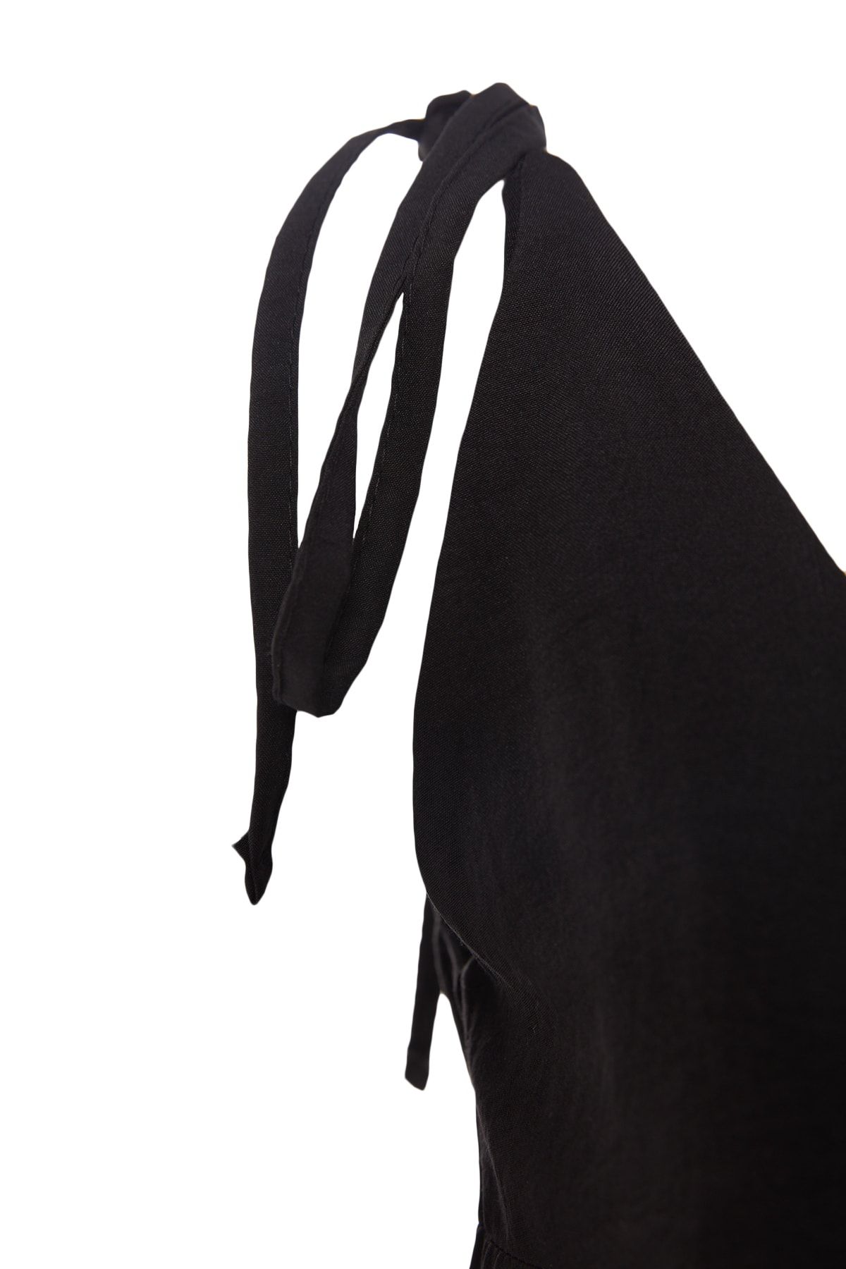 Trendyol Collection-Rochie neagră cu tăietură dreaptă, cu bretele, țesută midi TWOSS23EL00413 9