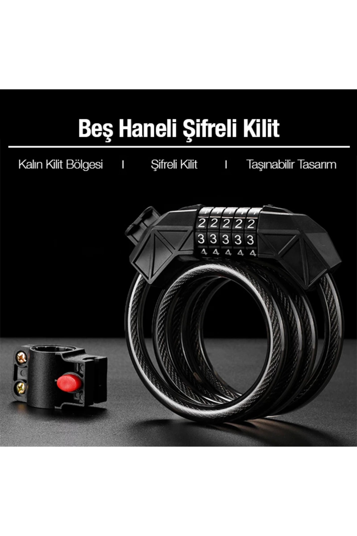 TeknoExpress Ultra Sağlam Anahtarlı Çelik Kilit Bisiklet Motosiklet Güvenlik Kilidi Bebek Arabası fotoğrafı 2 (önizleme)