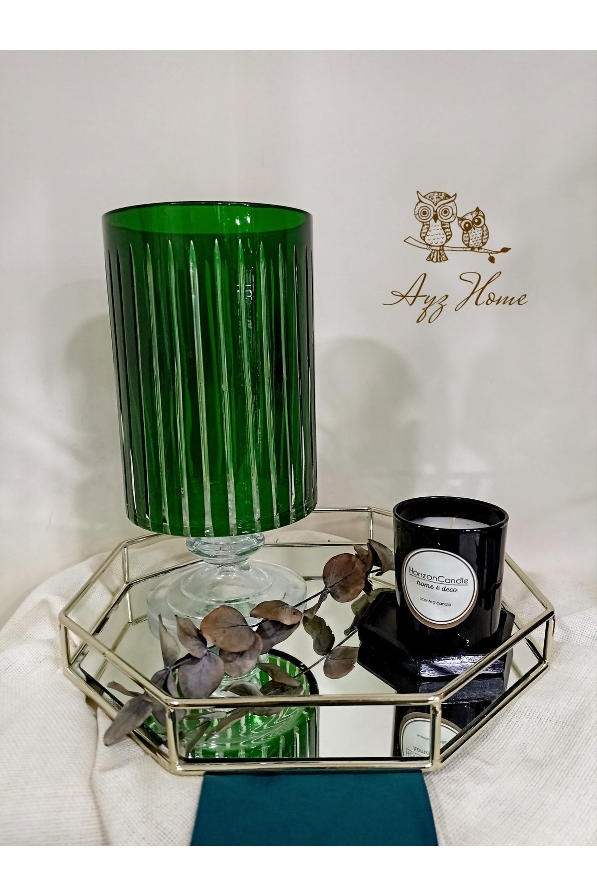 Green candle on sale holder
