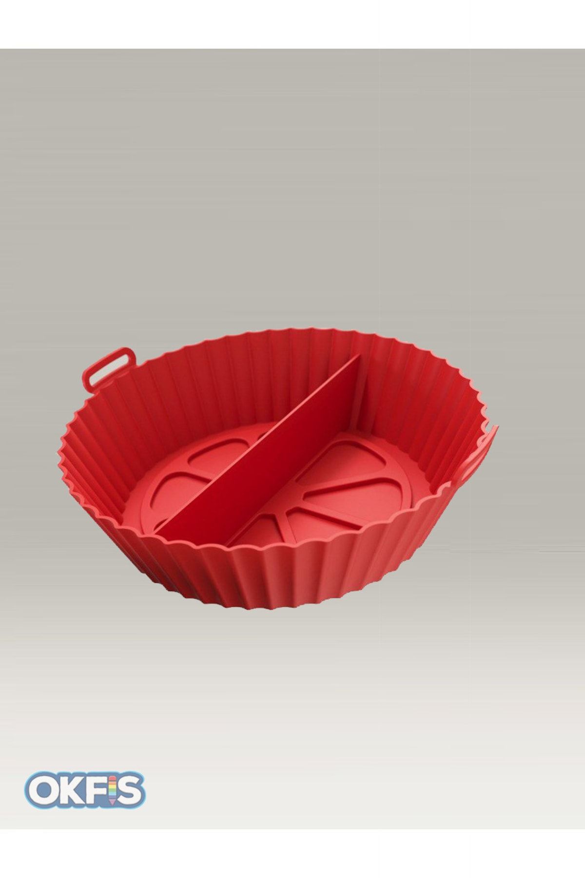 Airfryer Silikon Iki Bölmeli Pişirme Kabı Fırın Kalıbı 20x5 Cm