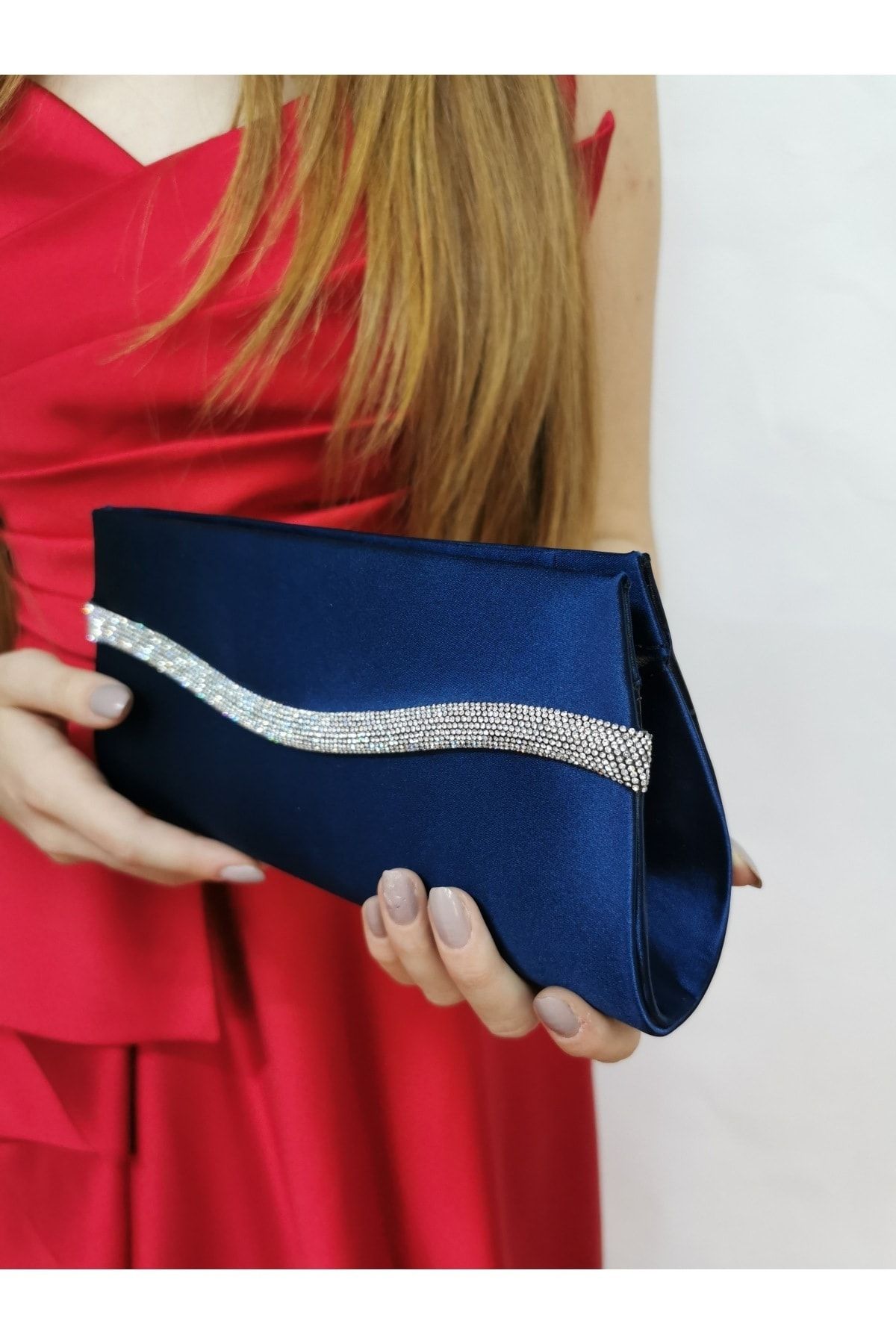 Navy evening best sale clutch