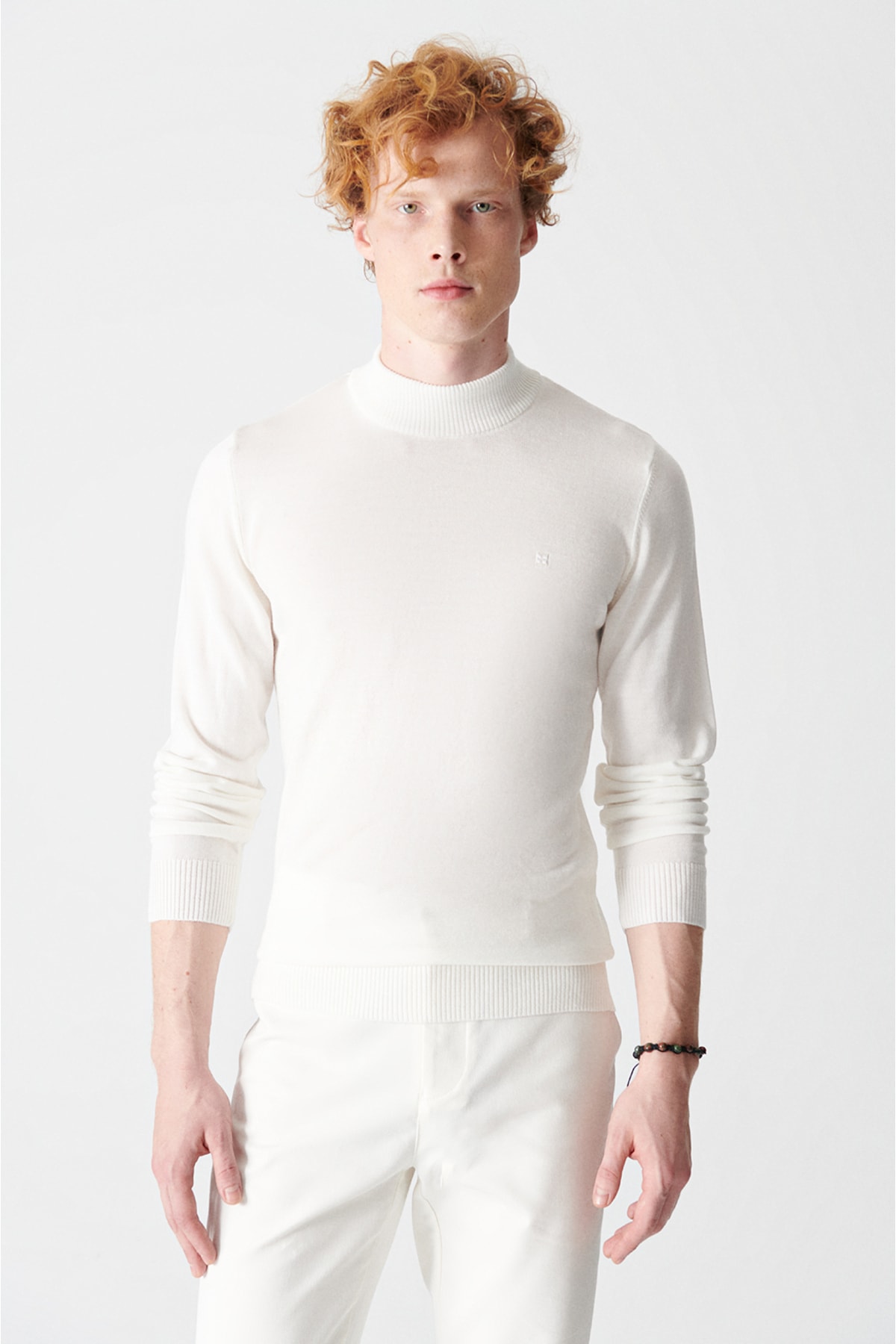 Avva Pullover Weiß Slim Fit Fast ausverkauft