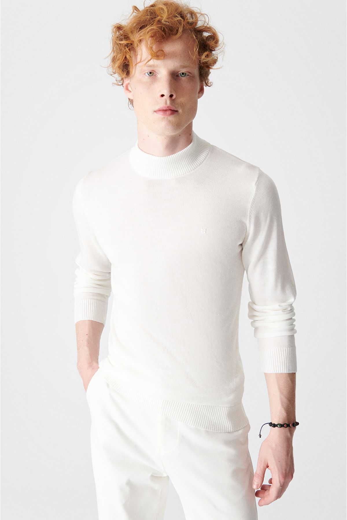 Avva Pullover Weiß Slim Fit Fast ausverkauft