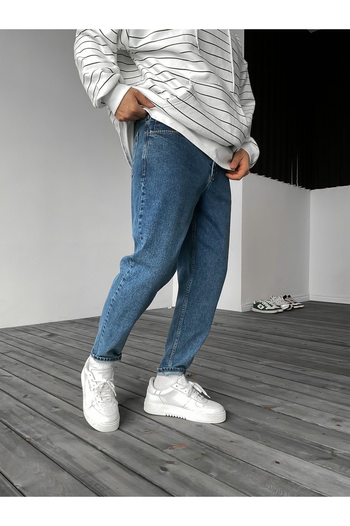 BYBASICMAN Koyu Mavi Boyfriend Df-1640 AN6541