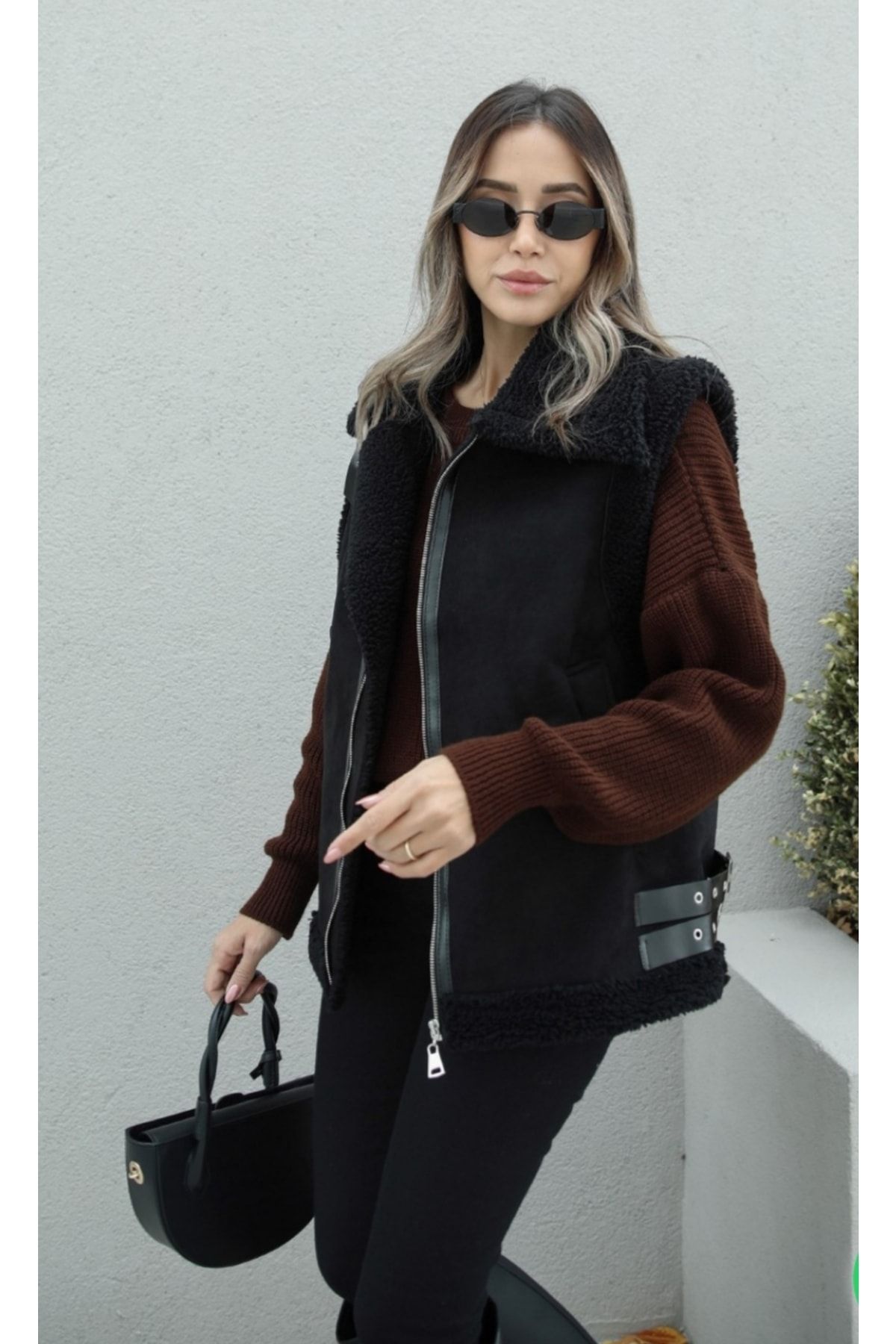 Moda Mix Avc lar Women s Furry Suede Leather Look Vest Trendyol