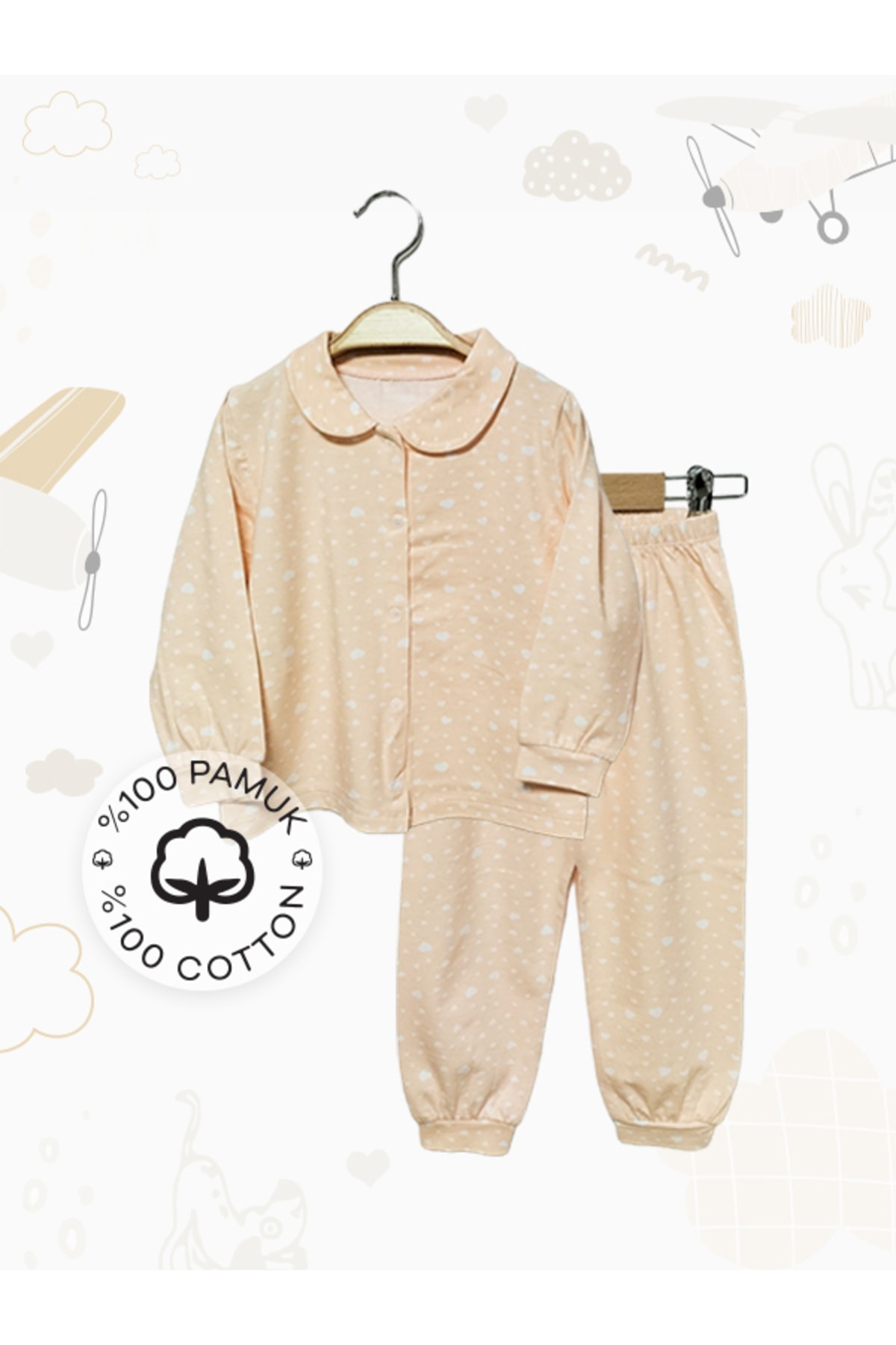 babywest Kız Bebek Çocuk Kıyafetleri Bebek Pijama Takımı Renkli Alt Üst Set Desenli 2li Set