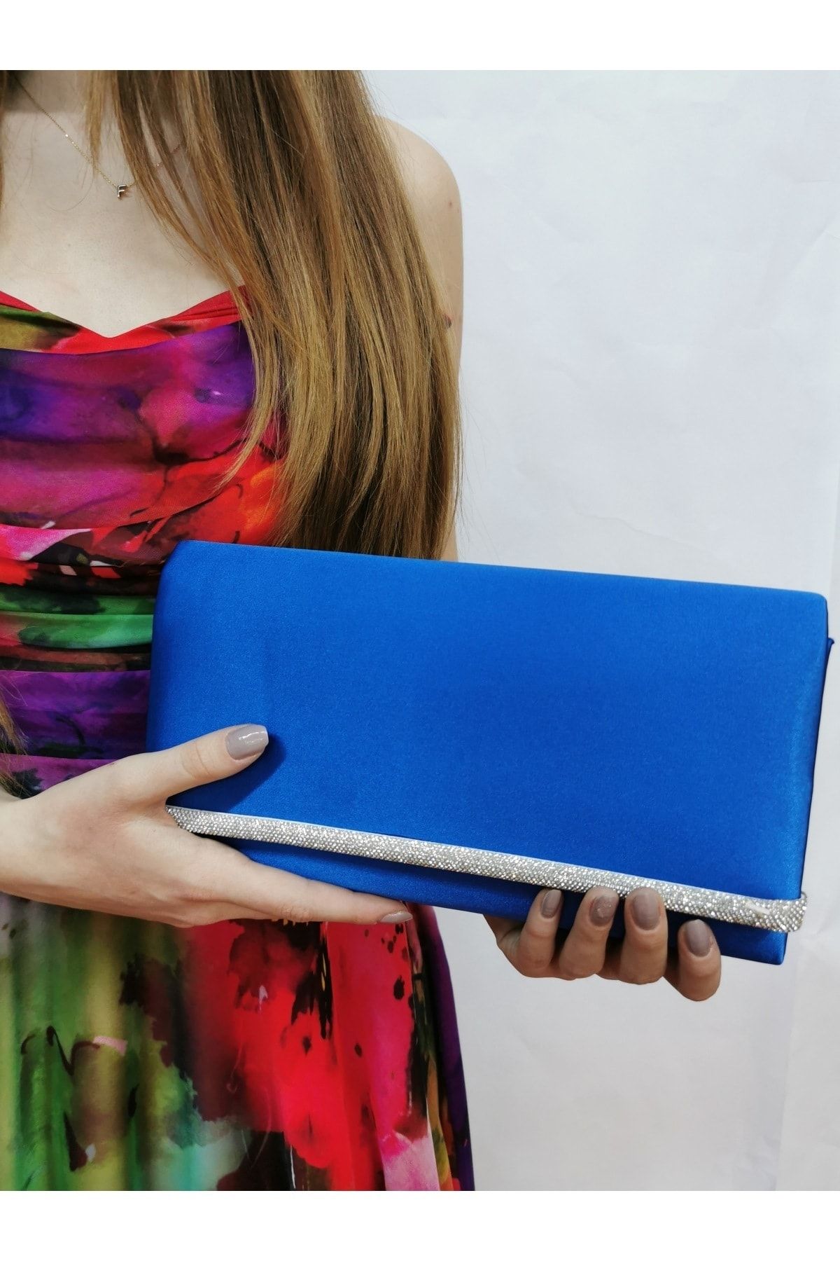 Cobalt blue hotsell satin clutch bag