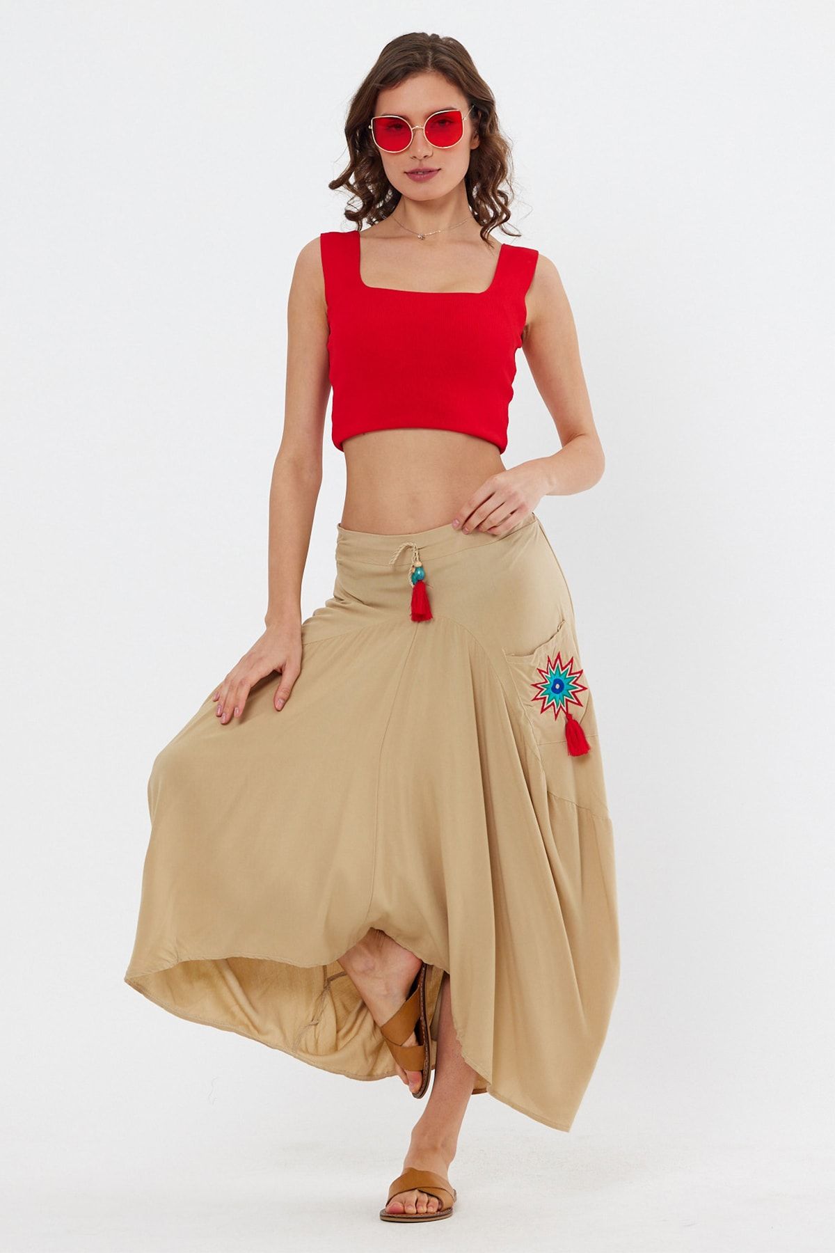 Beige ethnic cheap skirt