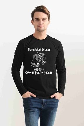 Ders Bizi Bozar Espirili Uzunkol Sweatshirt P9616S1581
