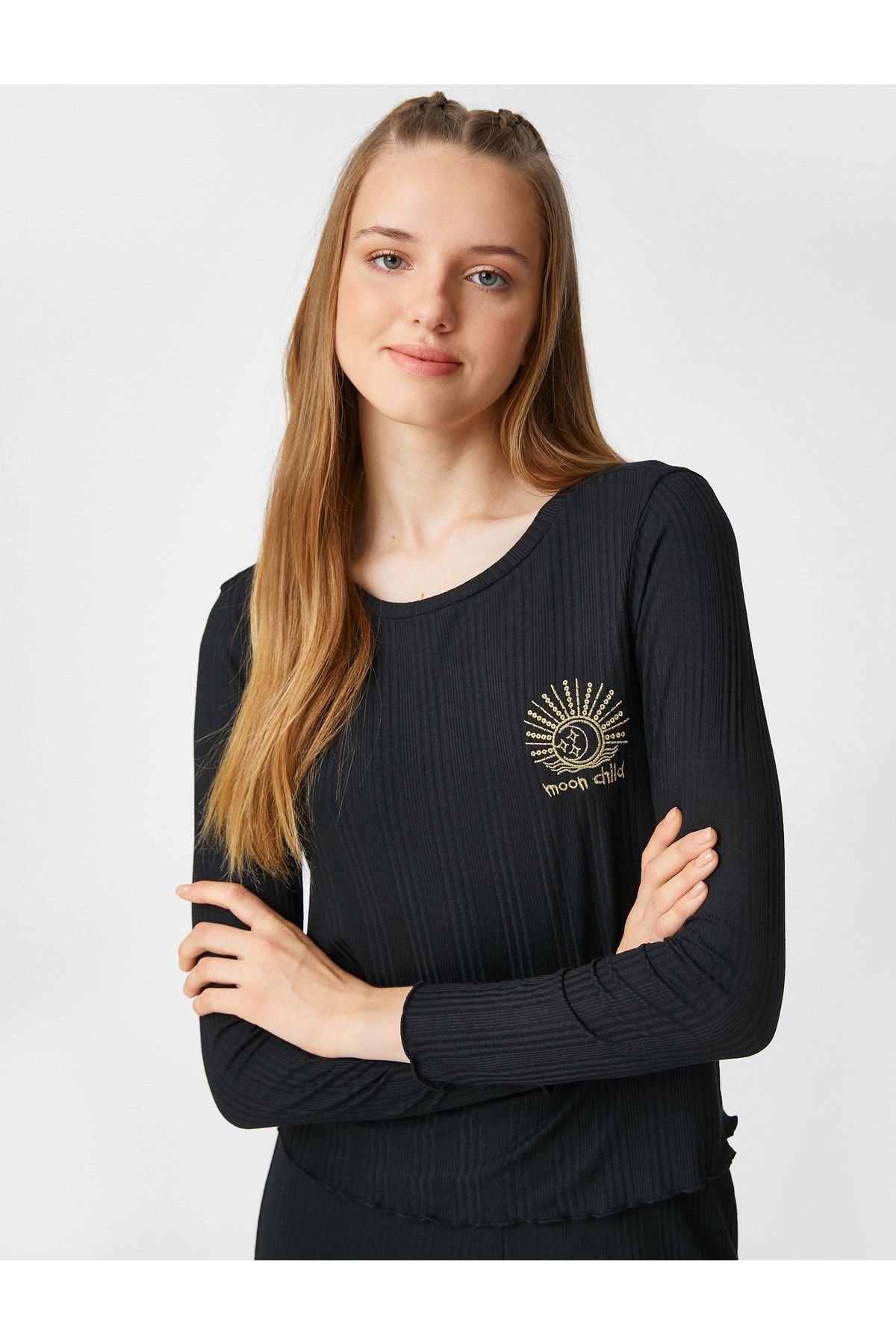 Koton Pyjamaoberteil Schwarz Print