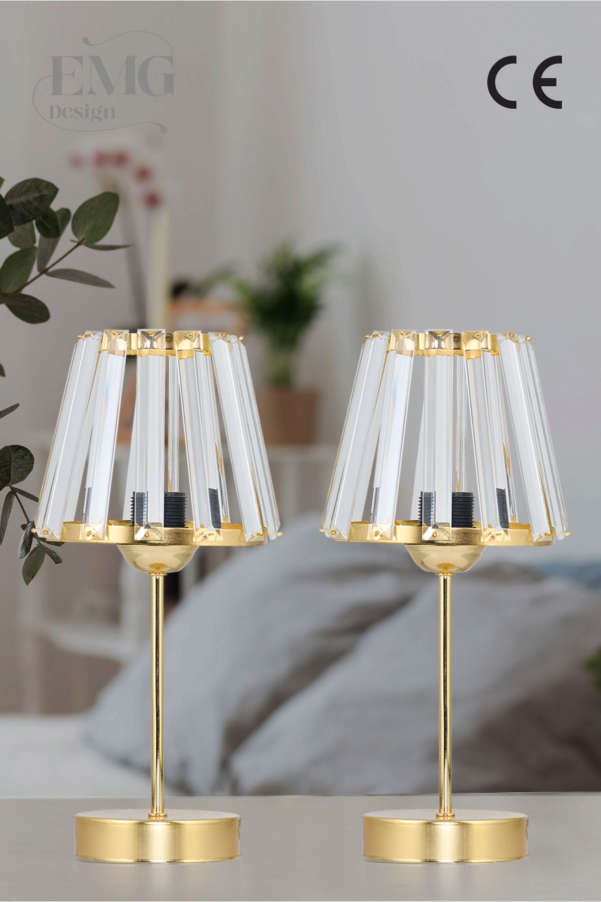 Emg DesiGn Kristal Cam Modern Klasik Abajur