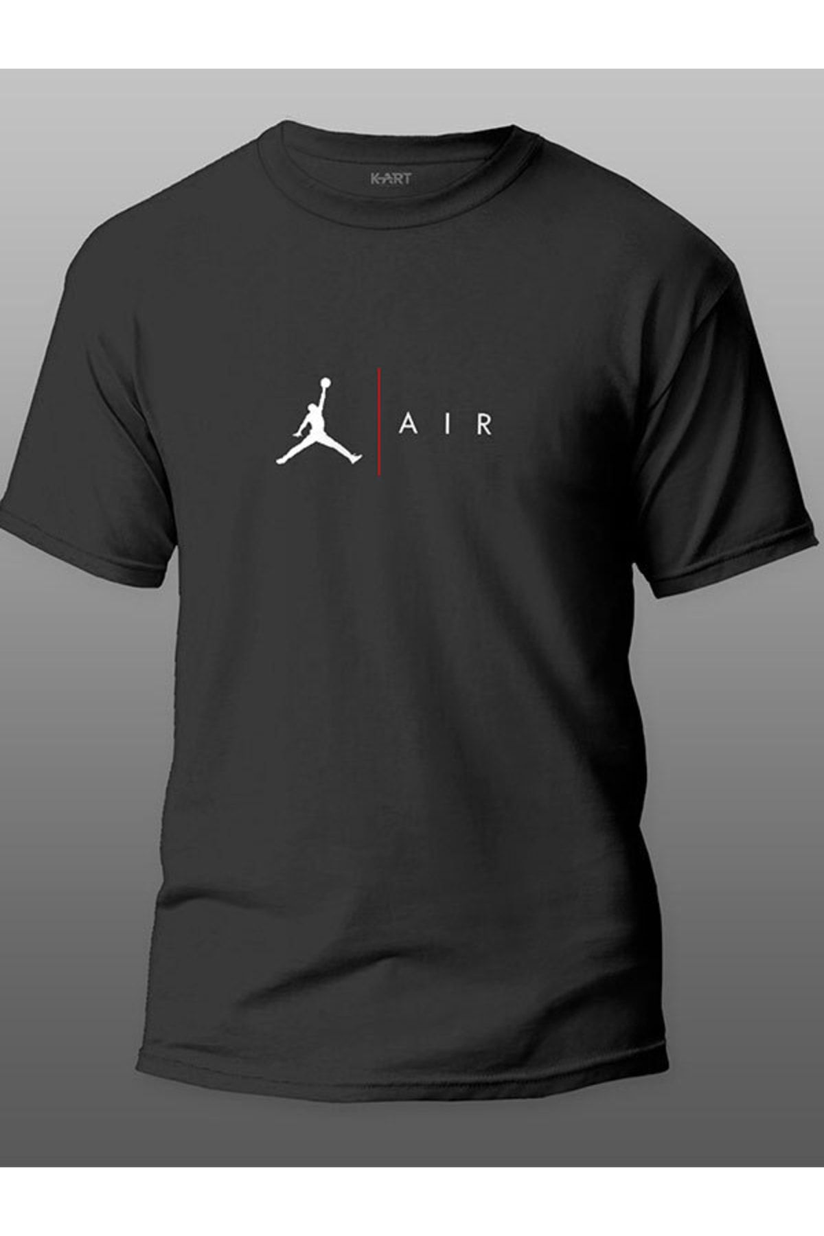 Tişört Baskı K-art Jordan Air Tasarımlı Unisex Siyah T-shirt
