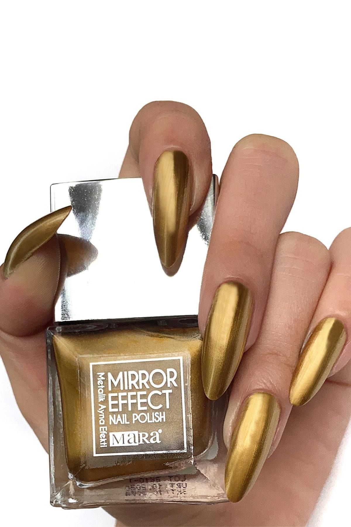 Mara لاک ناخن افکت آینه فلزی طلایی 15 میلی لیتری