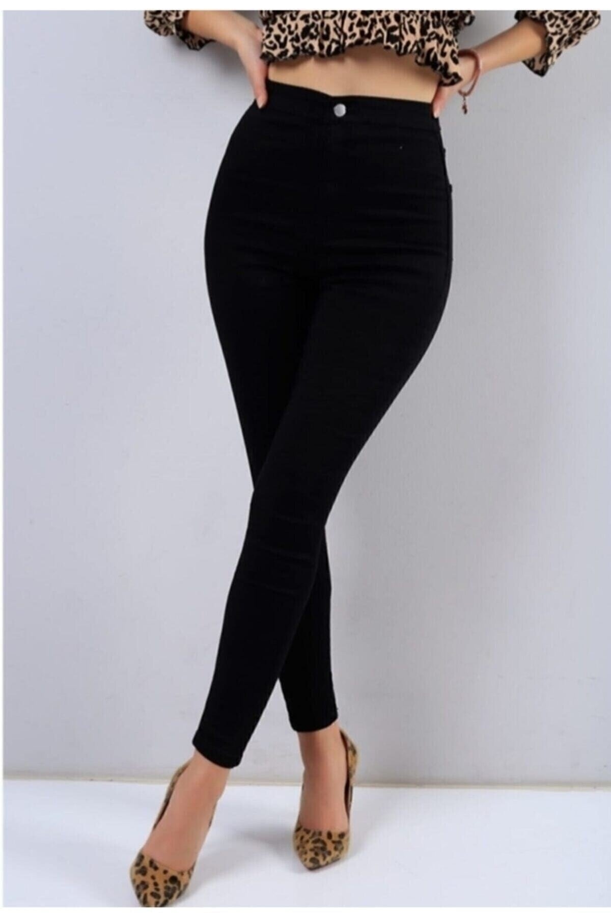 Norisdes Black High Waist Wrap Skinny Narrow Leg Fading Jeans Trousers