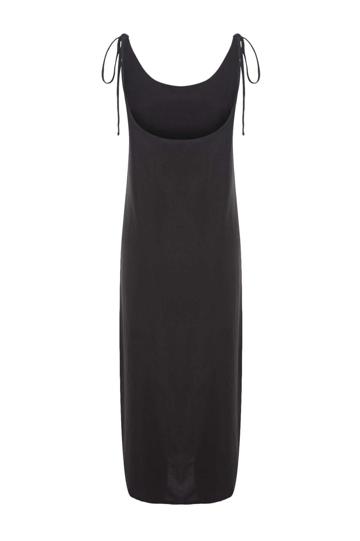 Trendyol Collection-Rochie neagră cu tăietură dreaptă, cu bretele, țesută midi TWOSS23EL00413 8