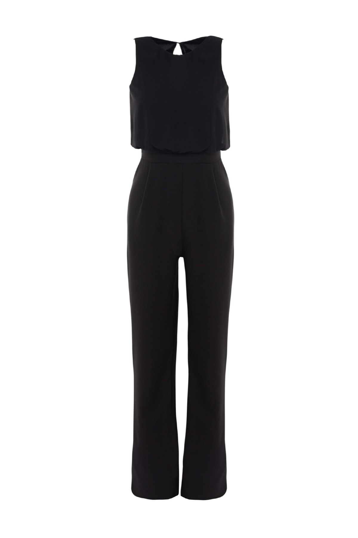Black jumpsuit fitted leg sales