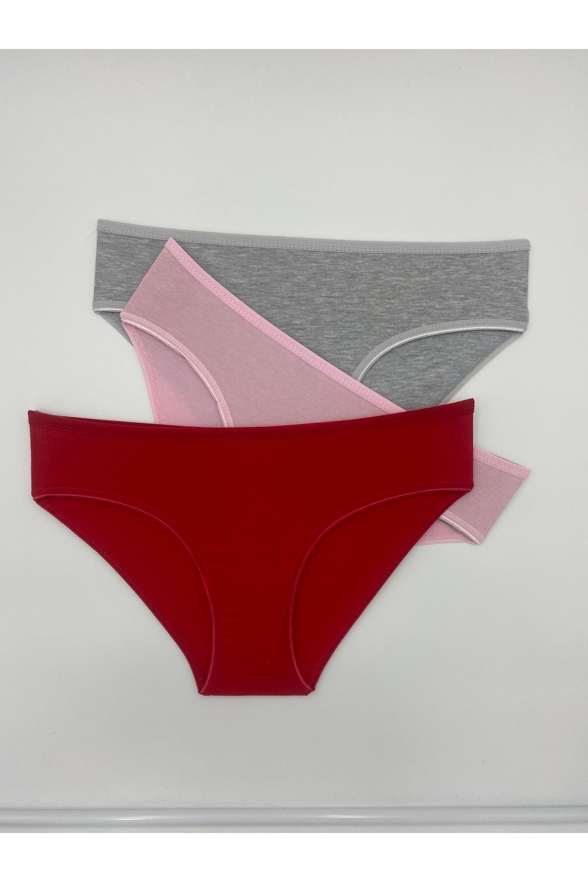 DONLİZZA Lace Pink Panties Gray, Red 3 pieces - Trendyol