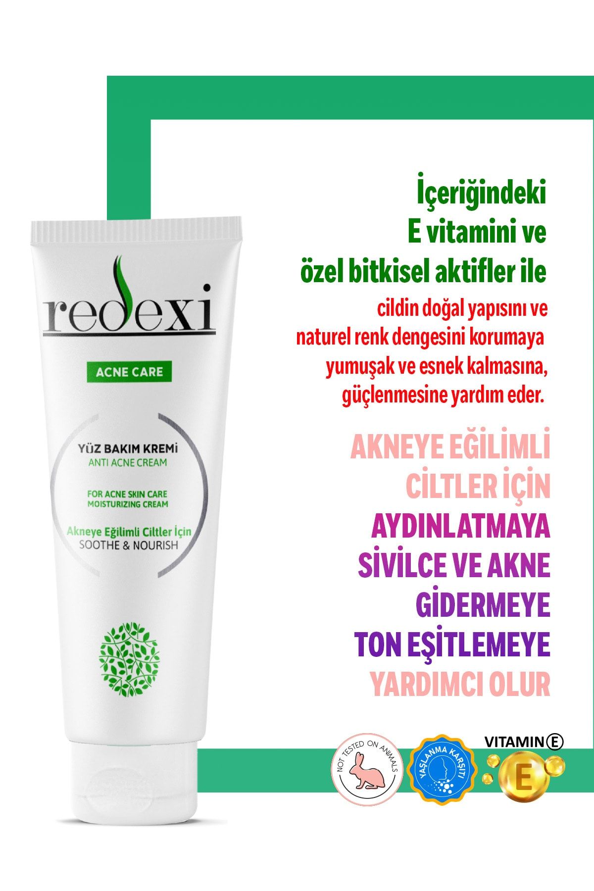 Redexi Acne Care Yüz Bakım Kremi Onarıcı Akneye Eğilimli Ciltler 50 ml