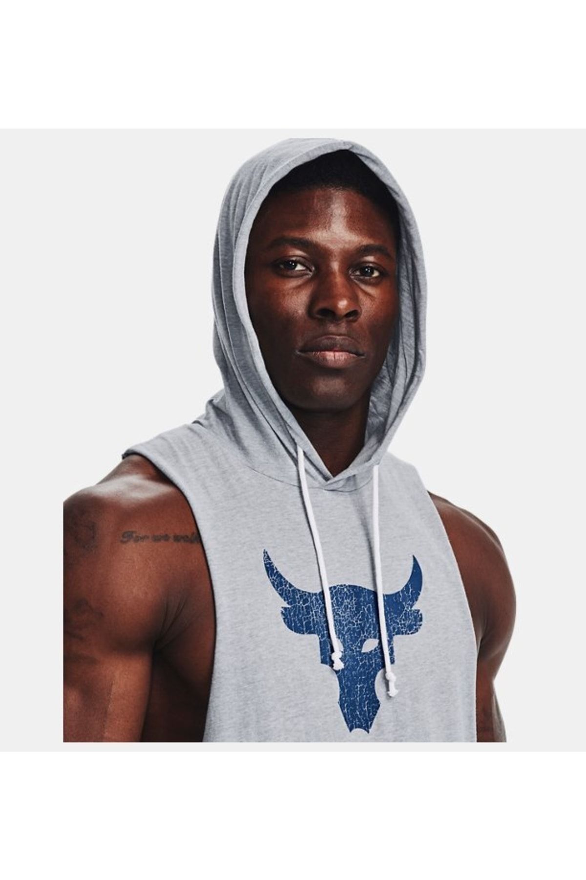تی شرت خاکستری مردانه پروژه Rock BSR Bull بدون آستین کلاه برتر 1376939 035 Under Armour