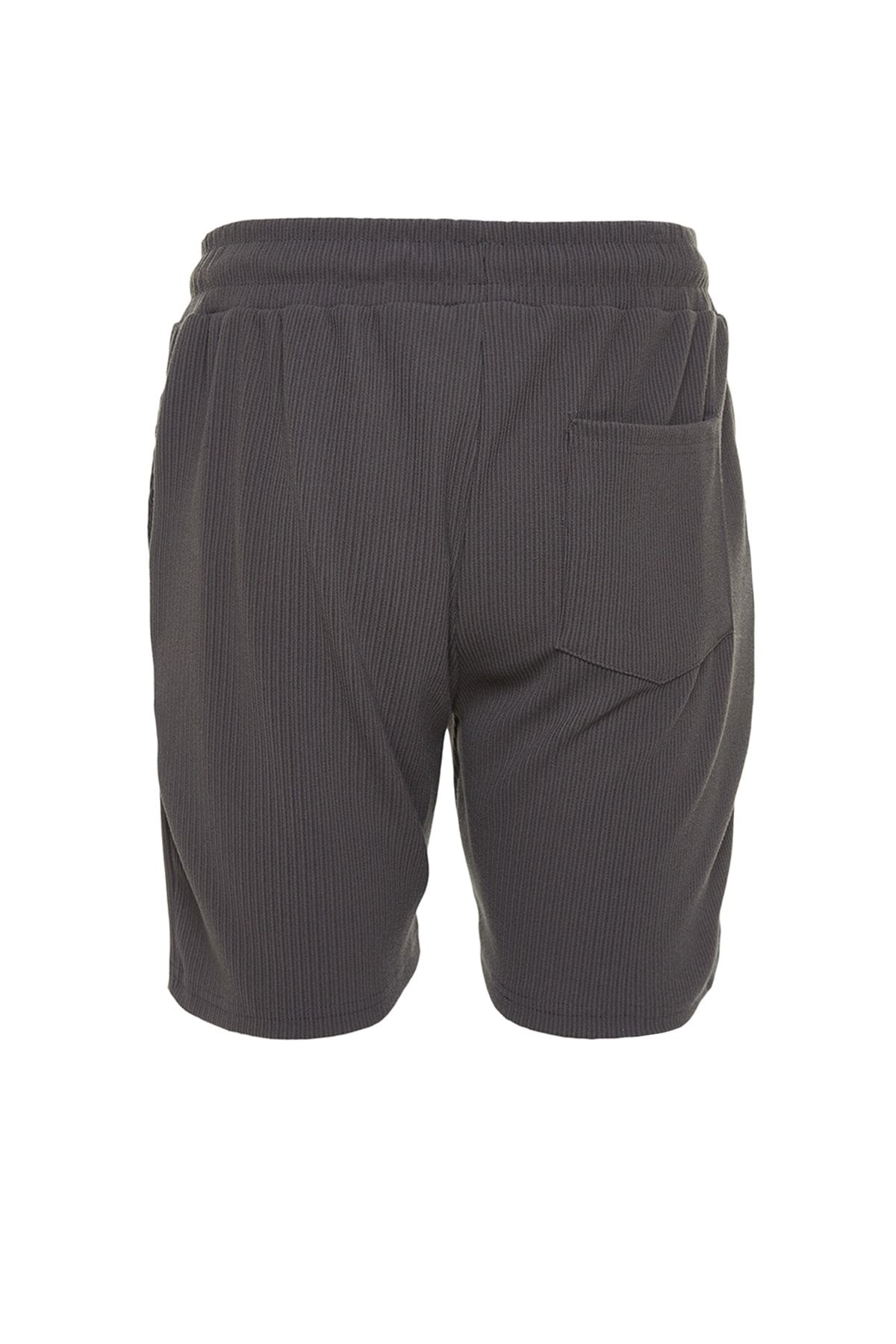 Trendyol Collection-Mittellange, knitterfreie Ottoman-Shorts mit geräucherter Textur – normale Passform, zum Schnüren TMNSS23SR00039 8