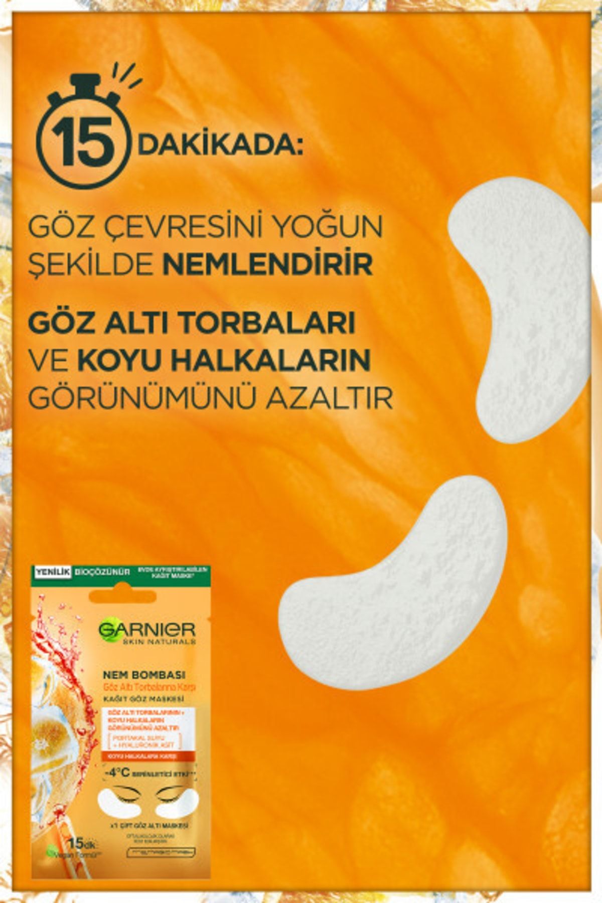 ماسک دور چشم کاغذی بمب مرطوب کننده در برابر کیسه های زیر چشم Garnier