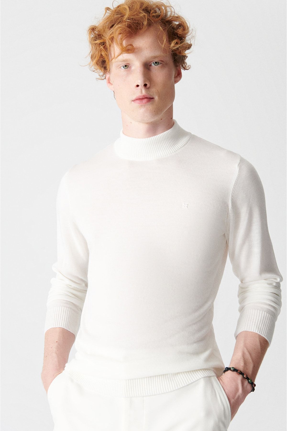 Avva Pullover Weiß Slim Fit Fast ausverkauft