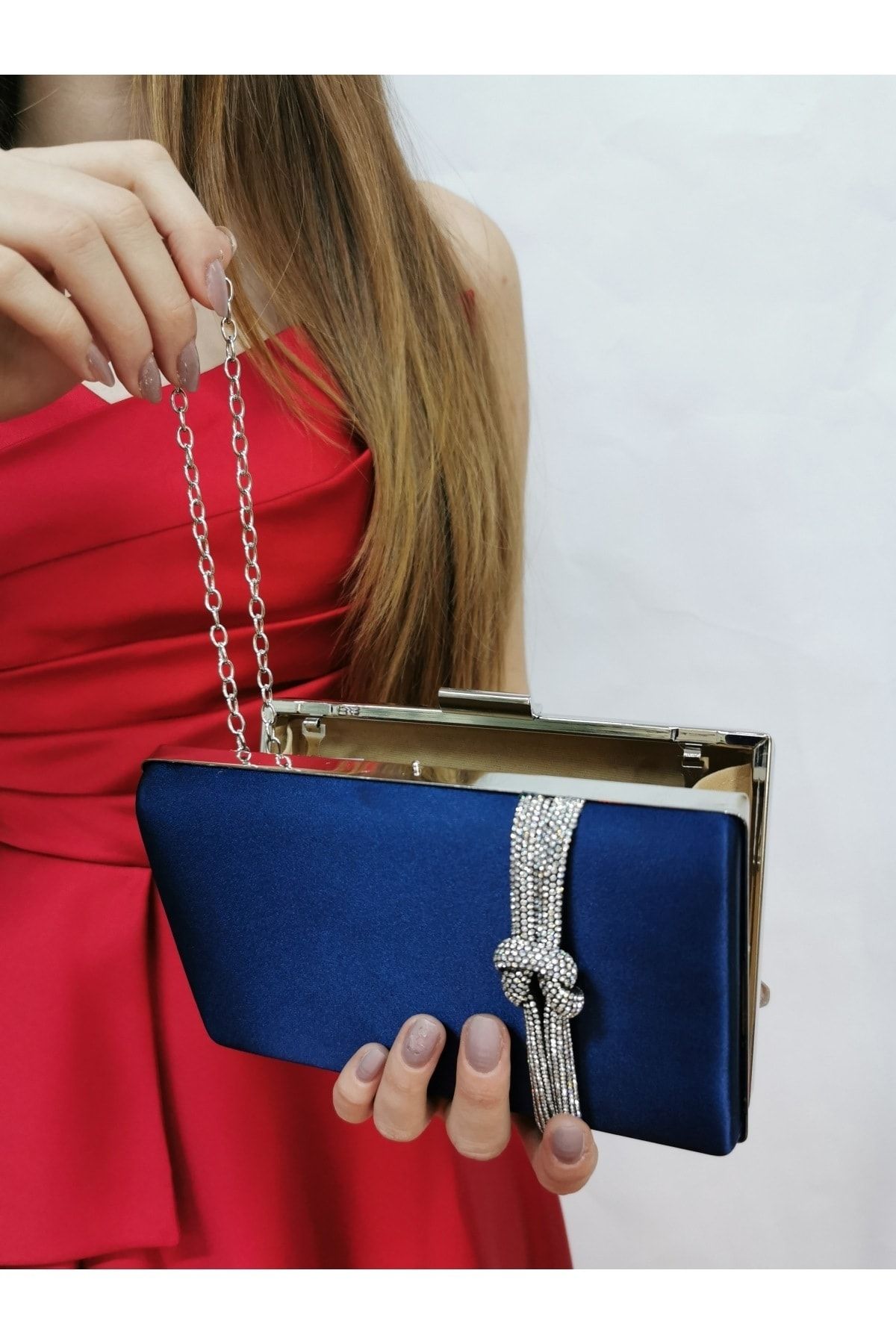 Navy and red clutch discount bag