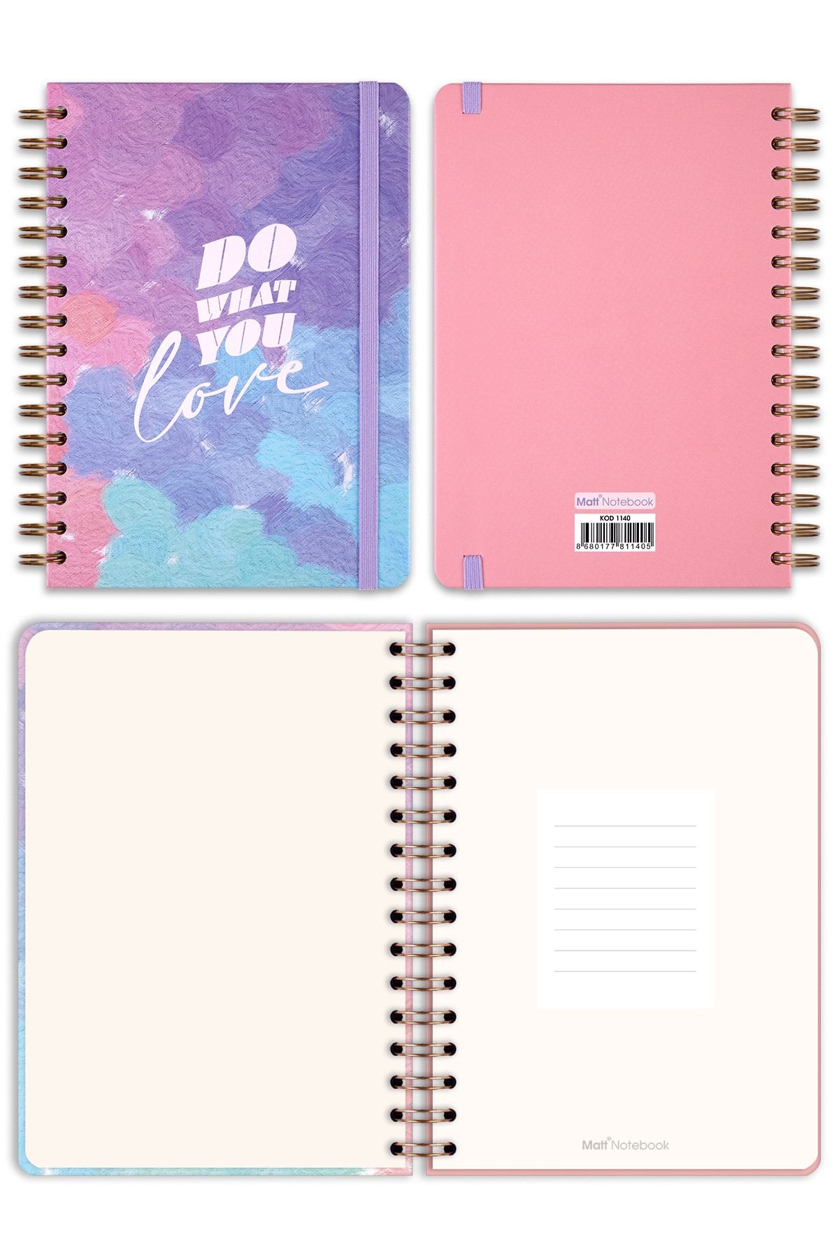Matt Notebook-A5 15x21 Cm Spiral Elastic Lined Notebook Undated 6