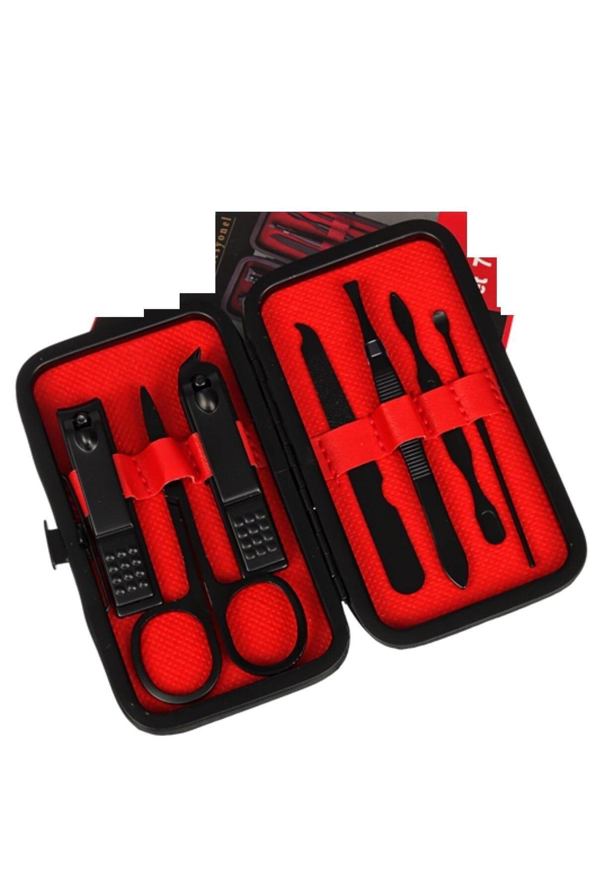 SAFE GROUP 7+1 Parça Çantalı Siyah Manikür Set Tırnak Makası Seti