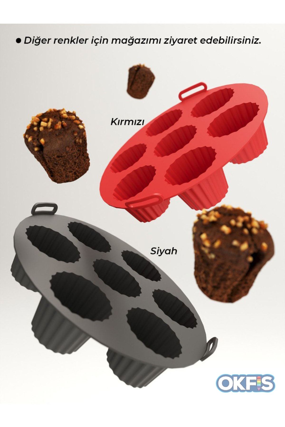 Airfryer Silikon Cupcake Pişirme Kabı Fırın Kalıbı Siyah 20x5 Cm