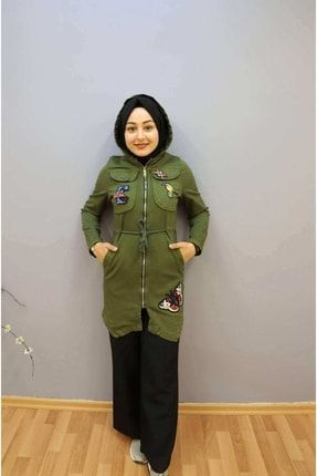 Ensar Giyim Kadın Kuş Armalı Taş Işlemeli Kot Ceket P10402S2535