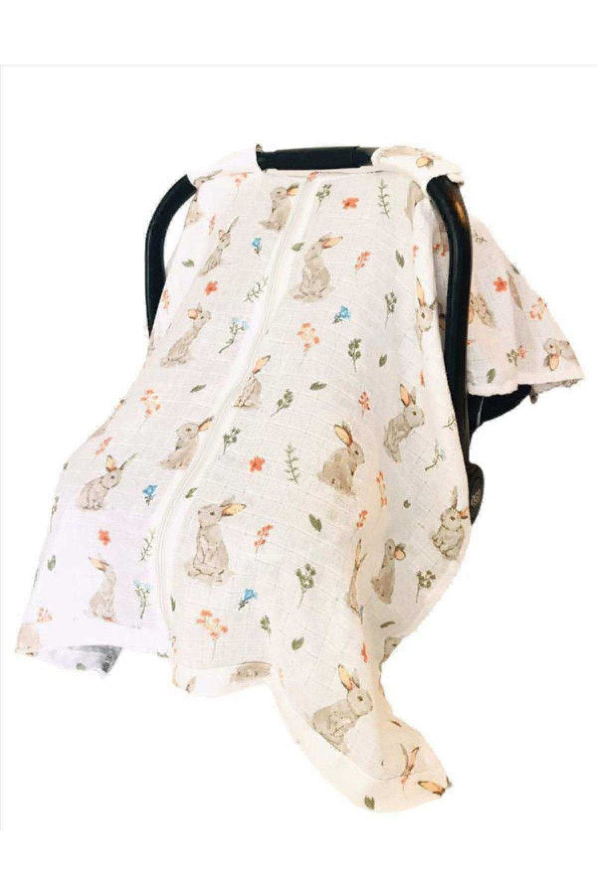 JUNİPERUS-Rabbit Muslin Stroller Cover with Zipper 4