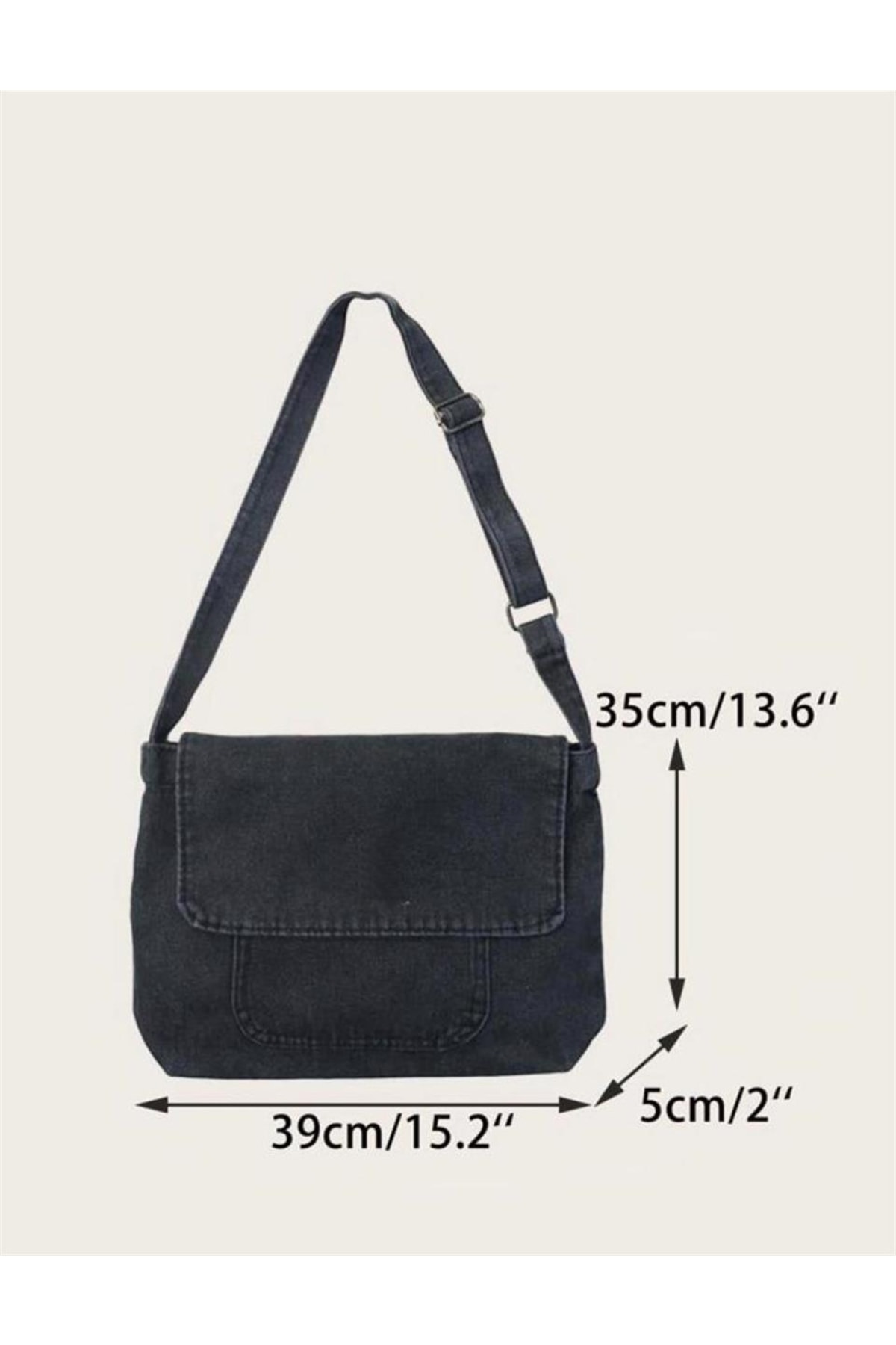 Gofeel Vintage Unisex Kot Gri Renkli Iç Hacmi Geniş Postacı Çantası görsel 3