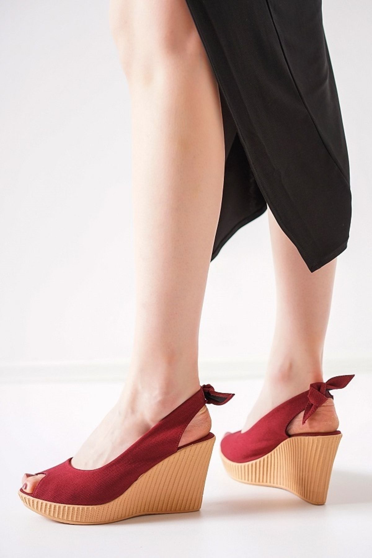 Burgundy wedge cheap sandals