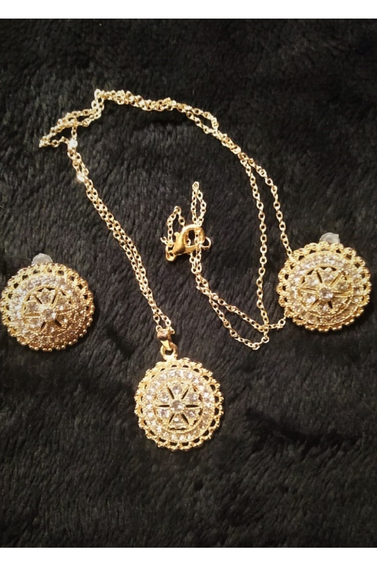 MONİCATİME Sultannım Kolye+küpe Seti 03 (altın Rengi)