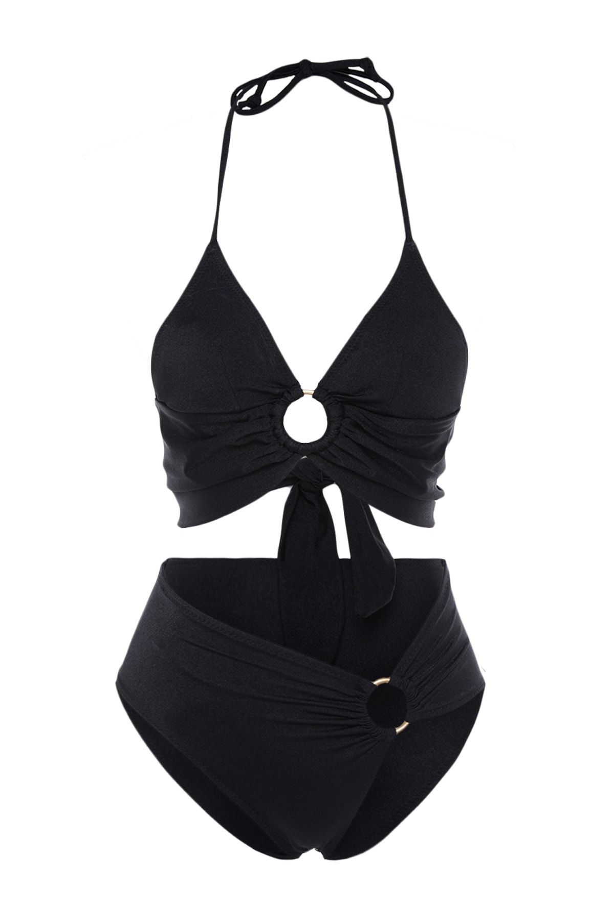 Trendyol Collection-Schwarzes Bustier-Zubehör, Bikini-Set mit hoher Taille TBESS23BT00073 7