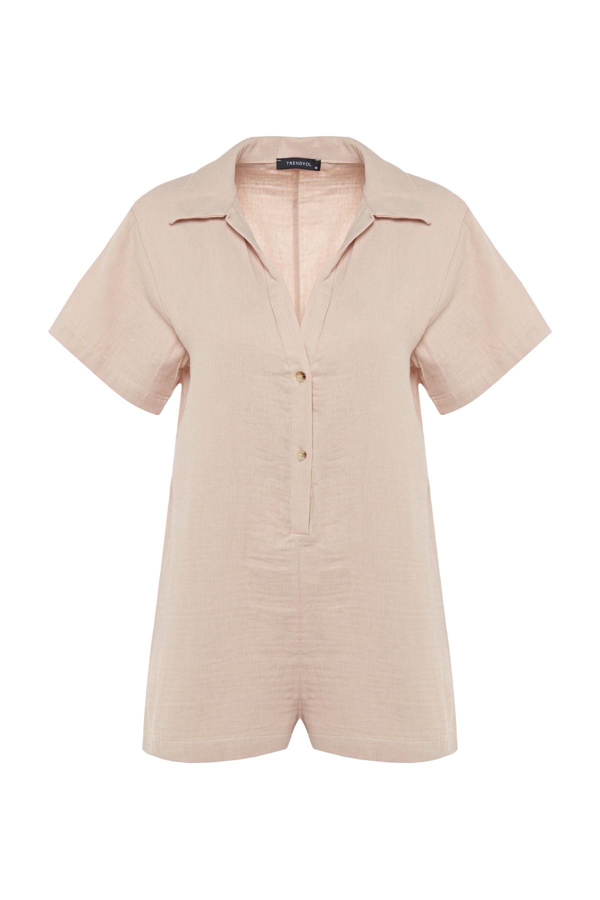 Trendyol Collection-Ολόσωμη φόρμα παραλίας Ecru Wide Fit Woven Muslin TBESS23TU00001 6
