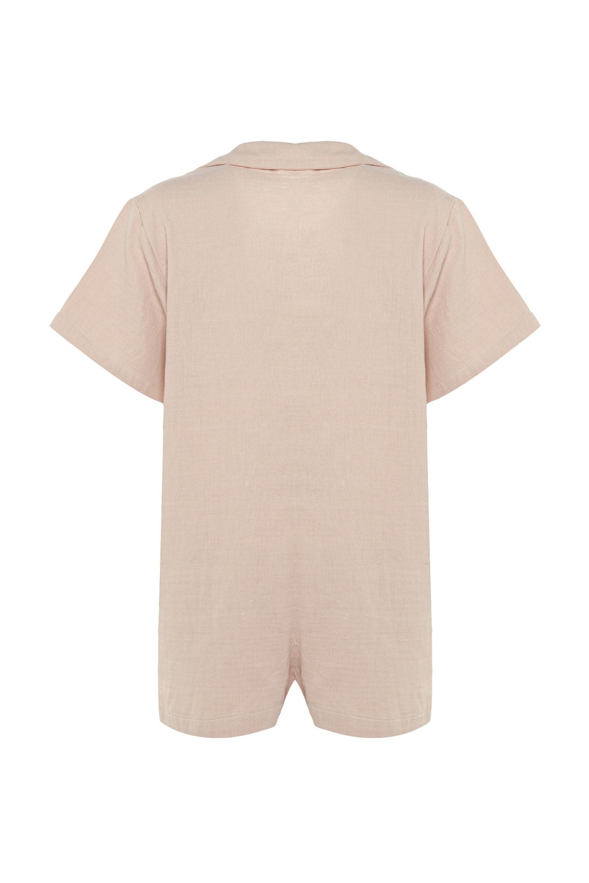 Trendyol Collection-Ολόσωμη φόρμα παραλίας Ecru Wide Fit Woven Muslin TBESS23TU00001 8
