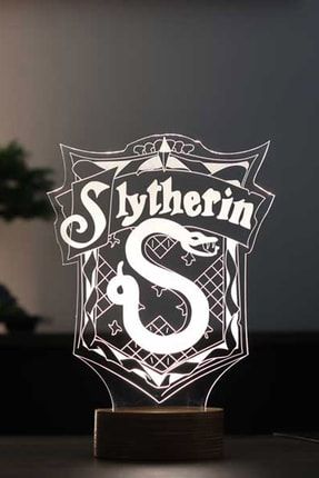Harry Potter Slytherin Led Masa Lambası Günışığı Ahşap Taban Gece Lambası Dekoratif Aydınlatma ILZ-394