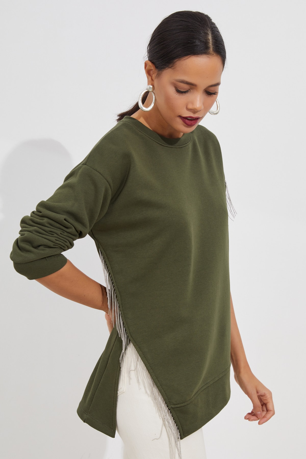 Cool & Sexy Sweatshirt Khaki Relaxed Fit