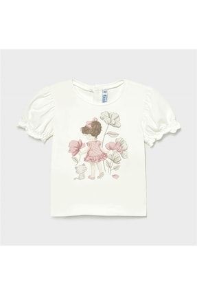 Kız Bebek Beyaz Organik Pamuk Baskılı Tshirt TX72E3E7326017