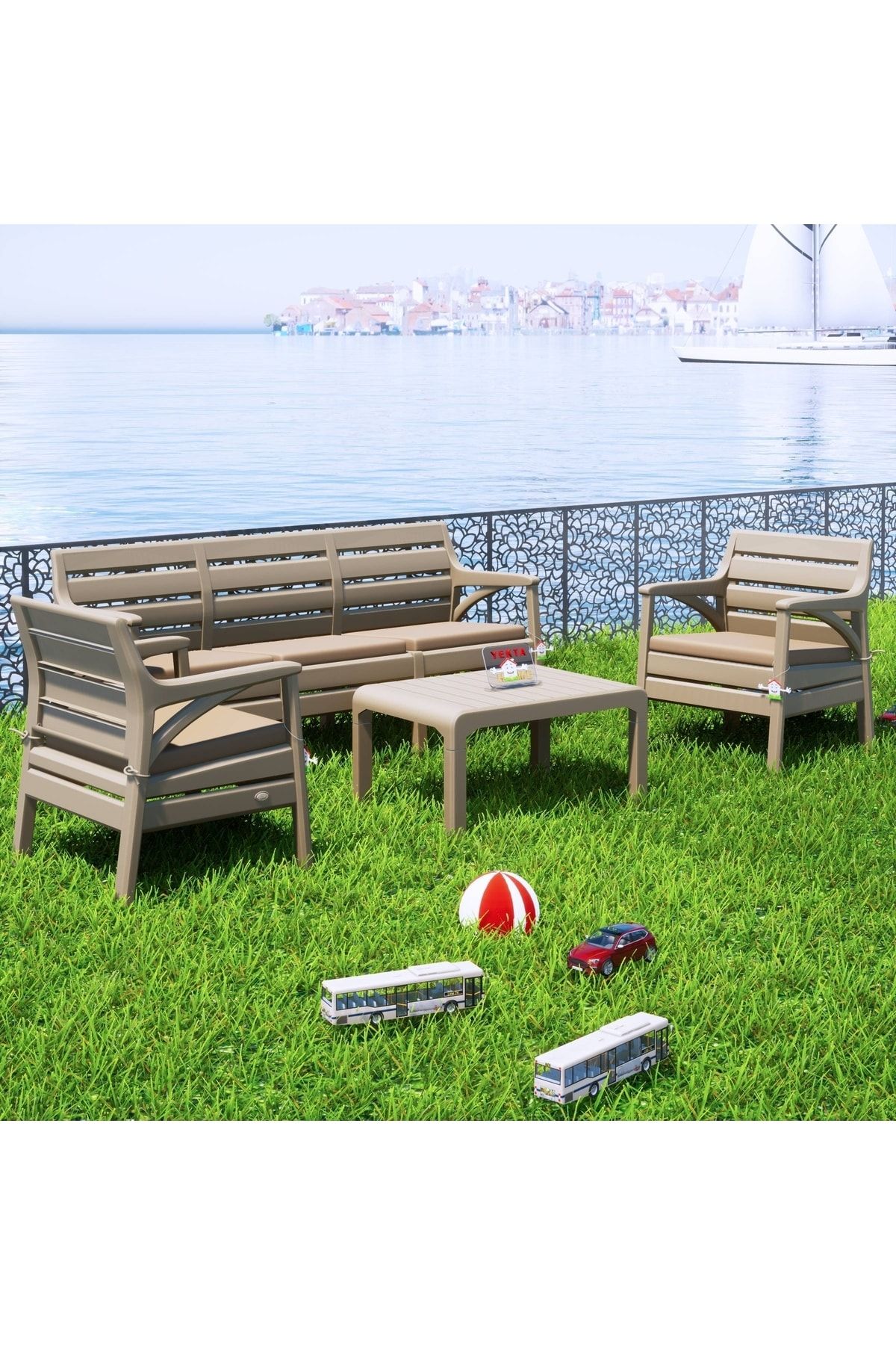 Holiday Hawaii 5 Kişilik Bahçe Balkon Teras Minderli Plastik Oturma
